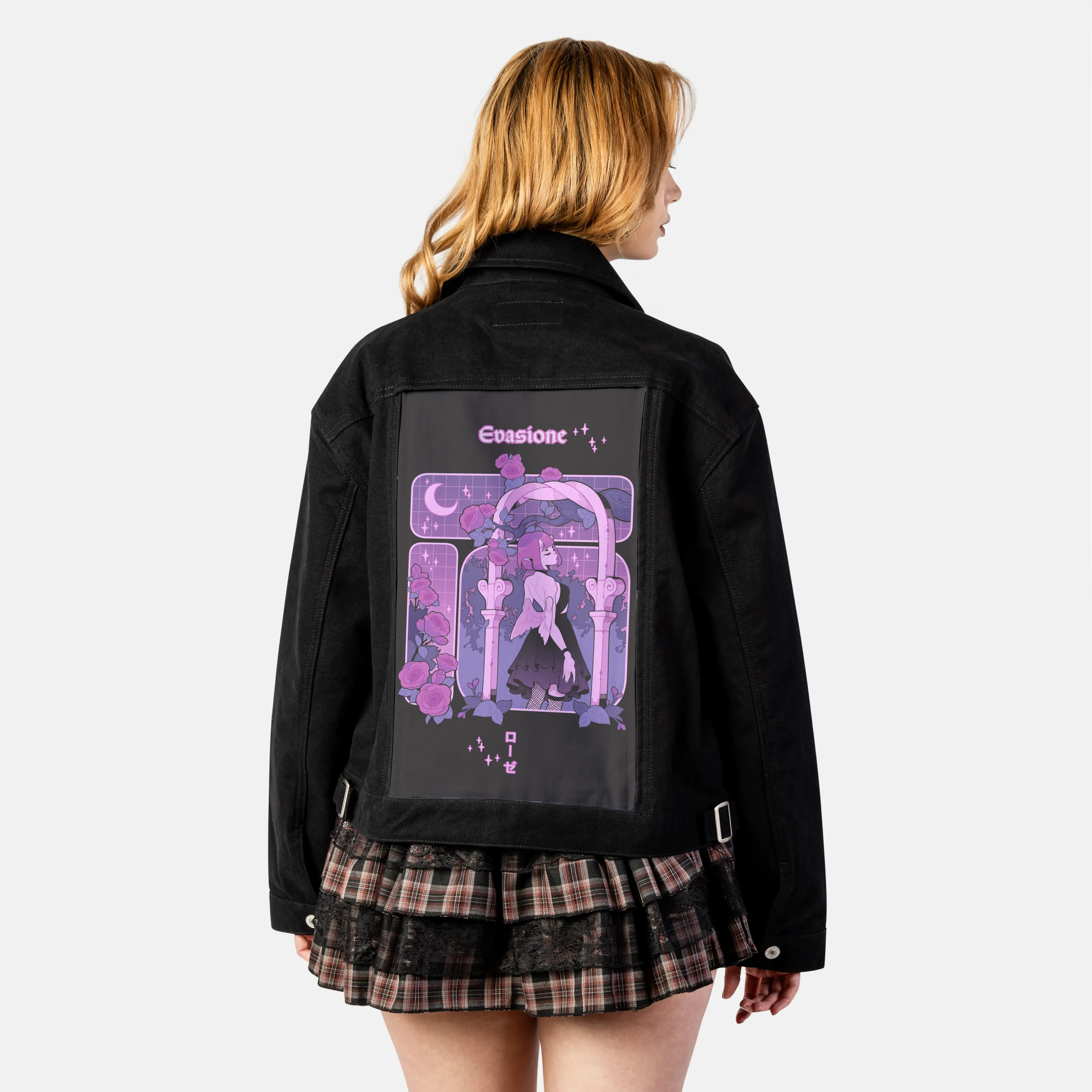 escapism patch on female atelier canvas jacket in nightfall