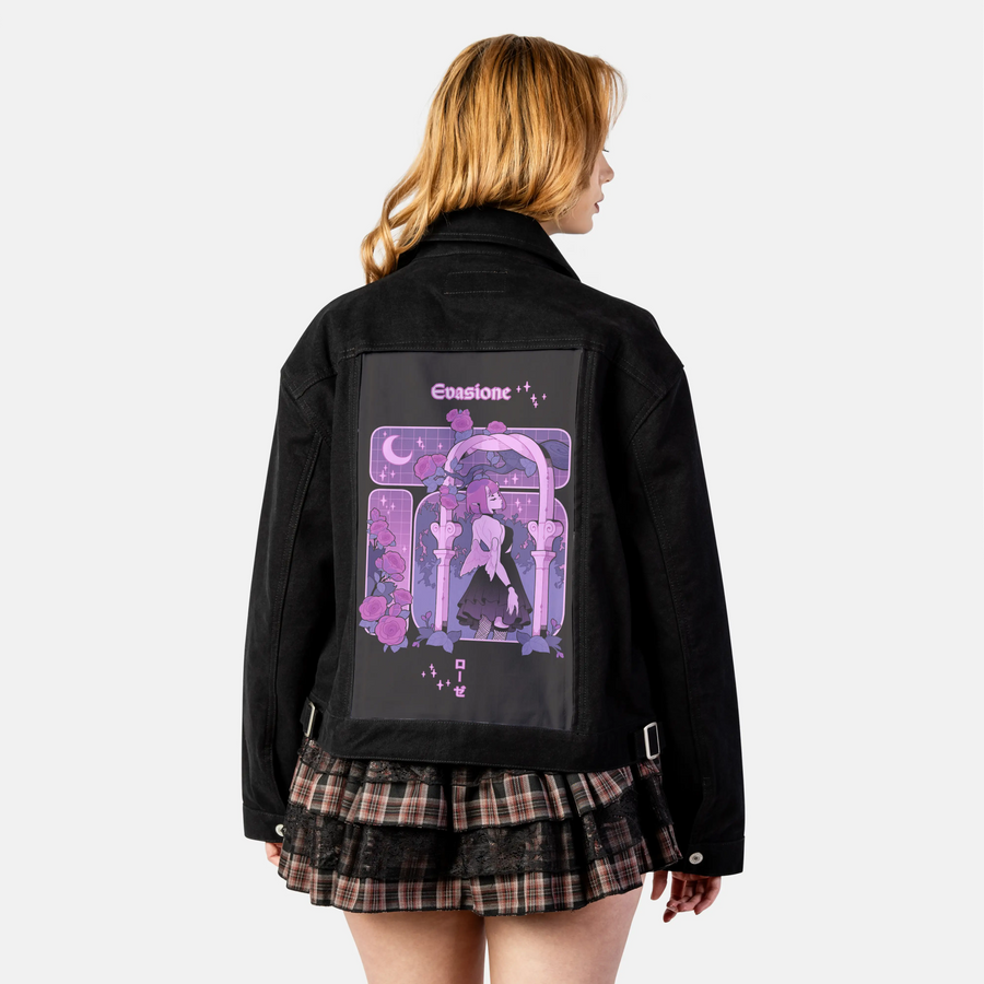 escapism patch on female atelier canvas jacket in nightfall