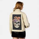 eternalfungi patch on female atelier canvas jacket in tan