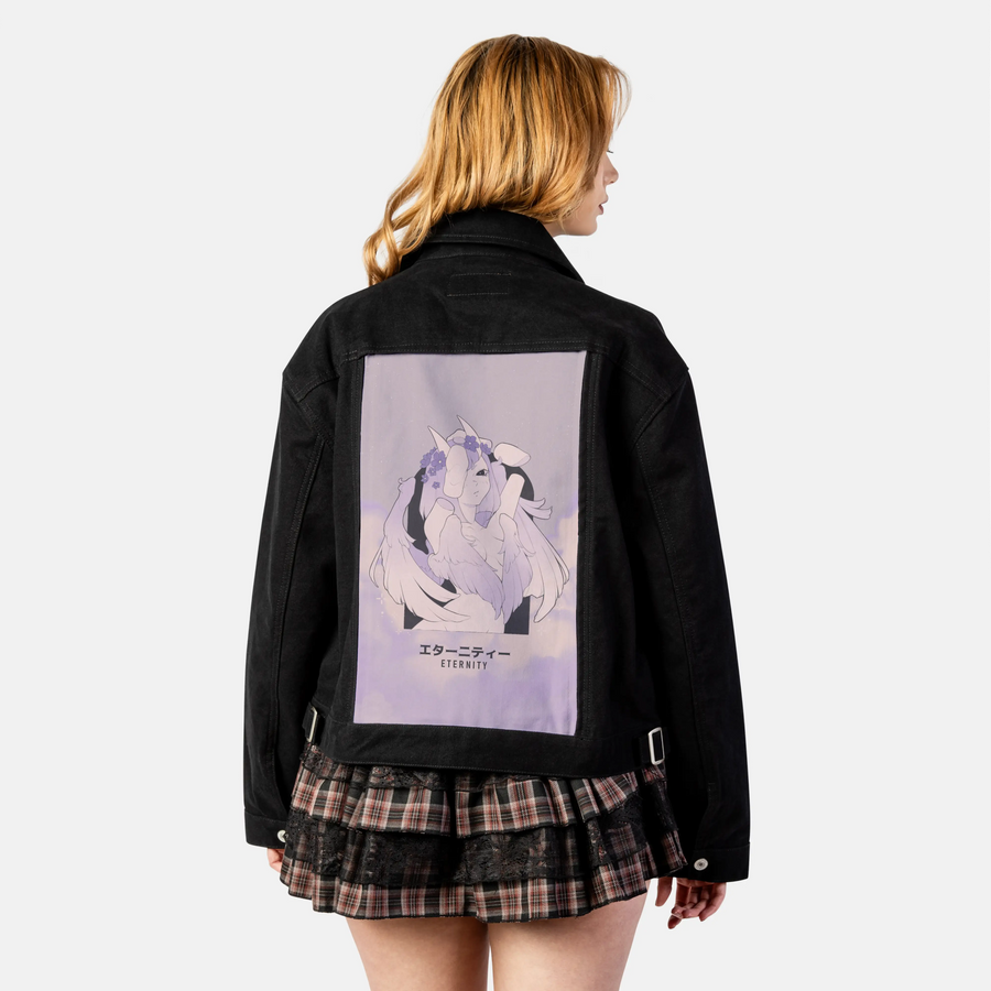 eternity patch on female atelier canvas jacket in nightfall