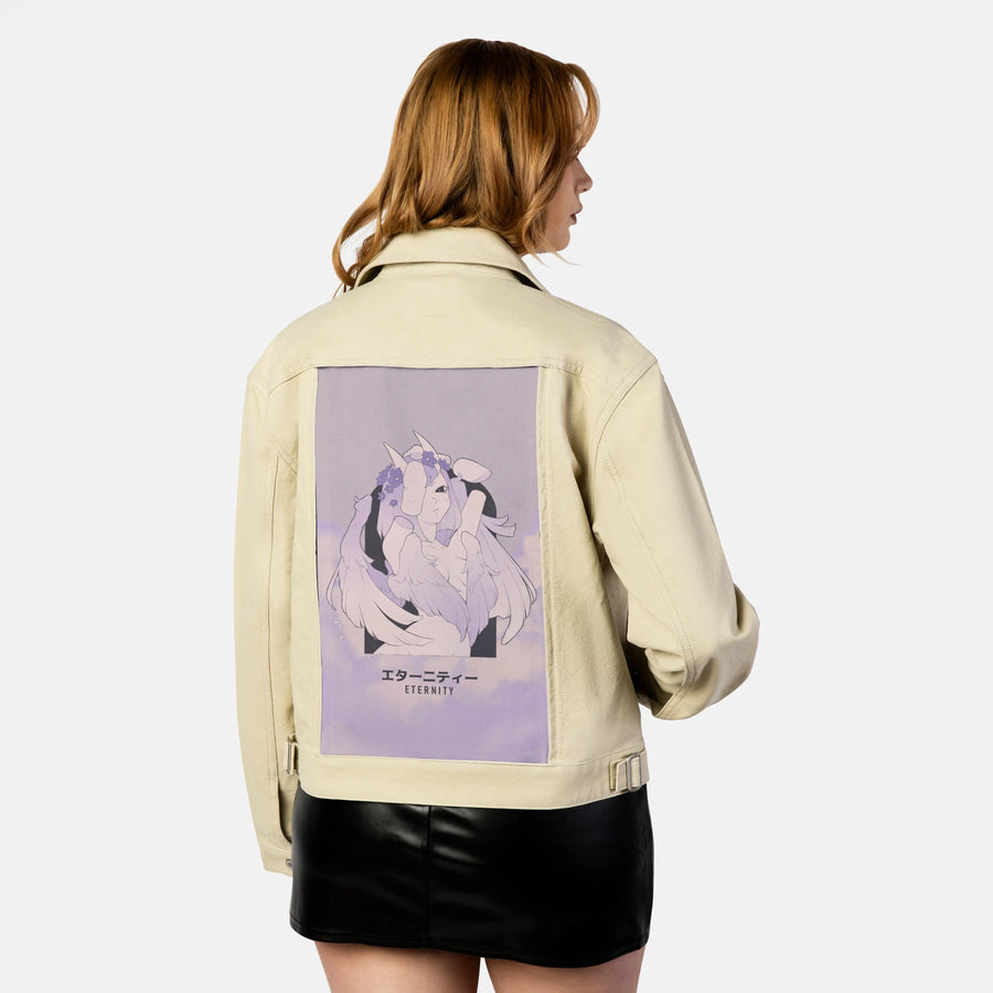 eternity patch on female atelier canvas jacket in tan