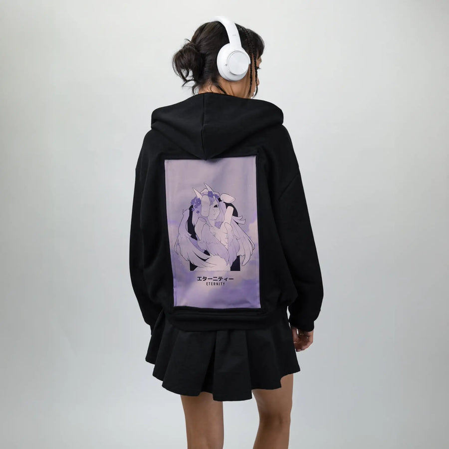 eternity patch on female essential zip hoodie in after hours