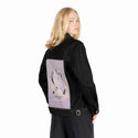eternity patch on female og denim jacket in raven