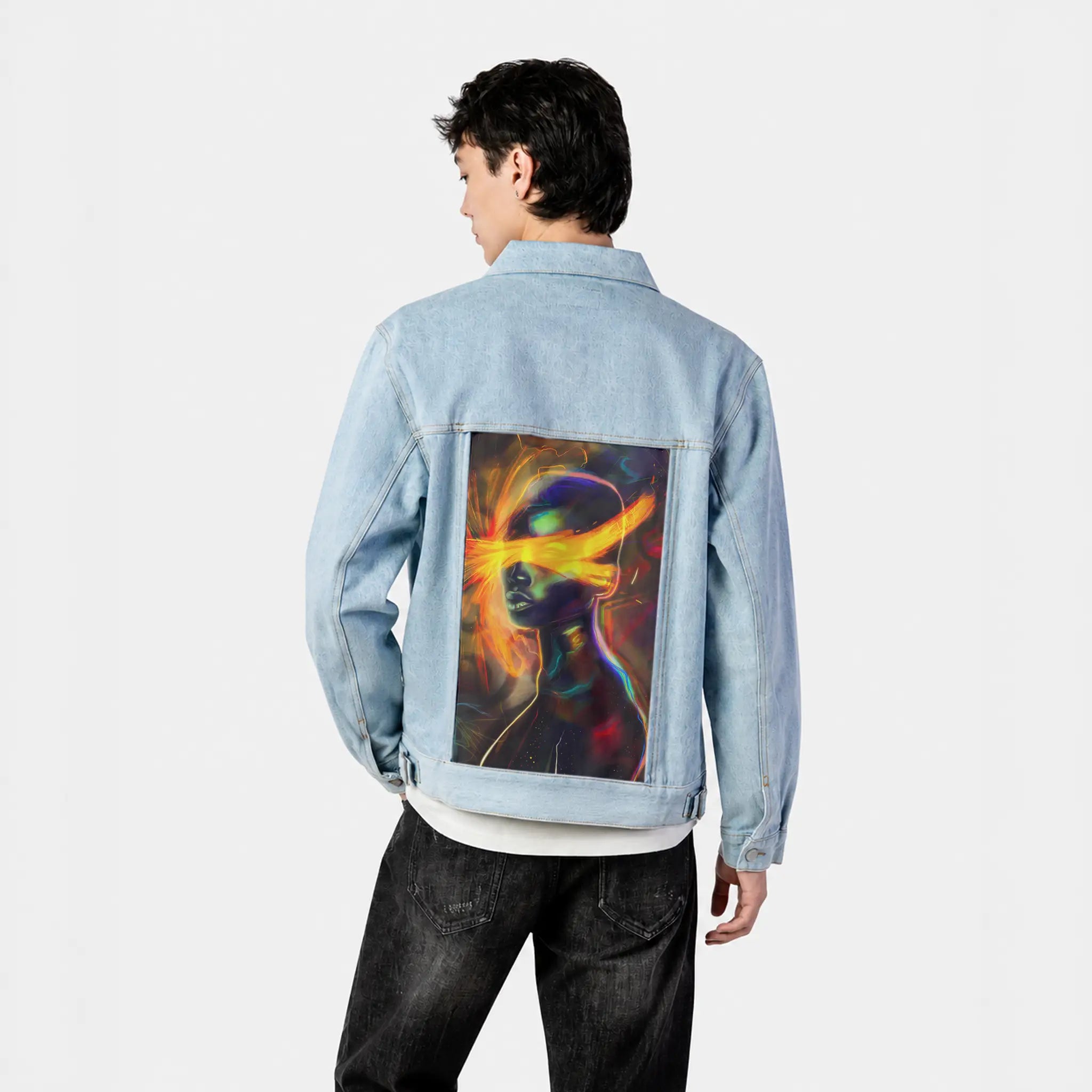 ethereal patch on male og denim jacket in oceanside