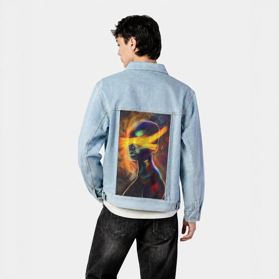 ethereal patch on male og denim jacket in oceanside