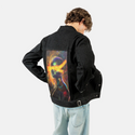 ethereal patch on male og denim jacket in raven