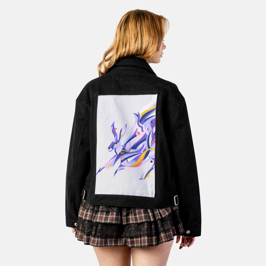 etherealhare patch on female atelier canvas jacket in nightfall