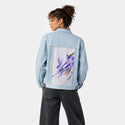 etherealhare patch on female og denim jacket in oceanside