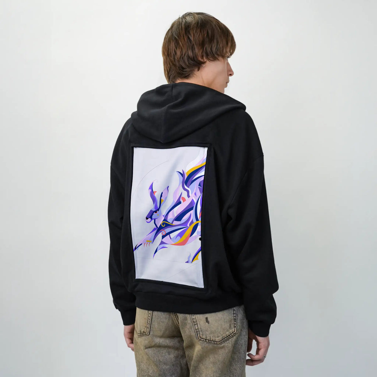 etherealhare patch on male essential zip hoodie in after hours