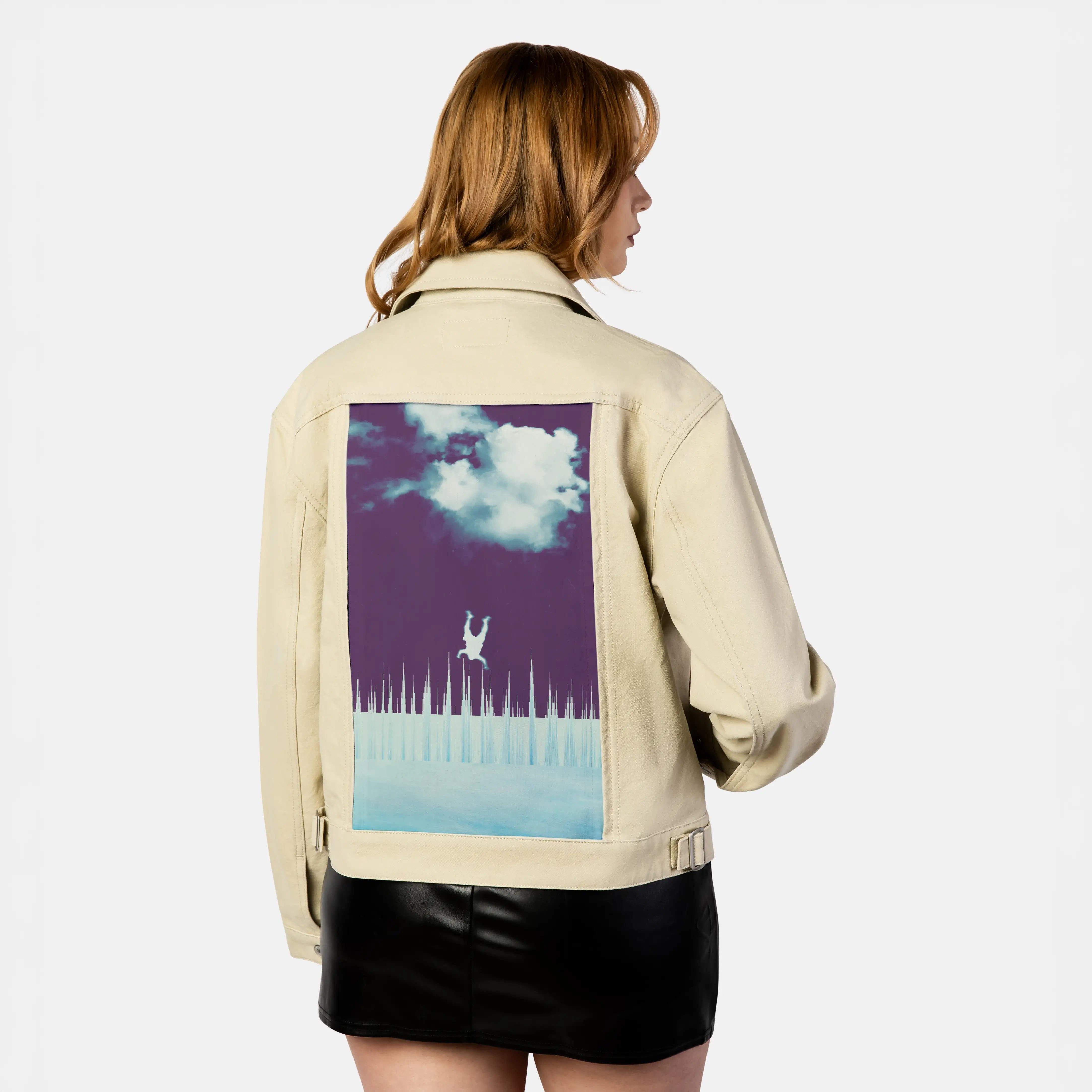everytimeidreamoffalling patch on female atelier canvas jacket in tan