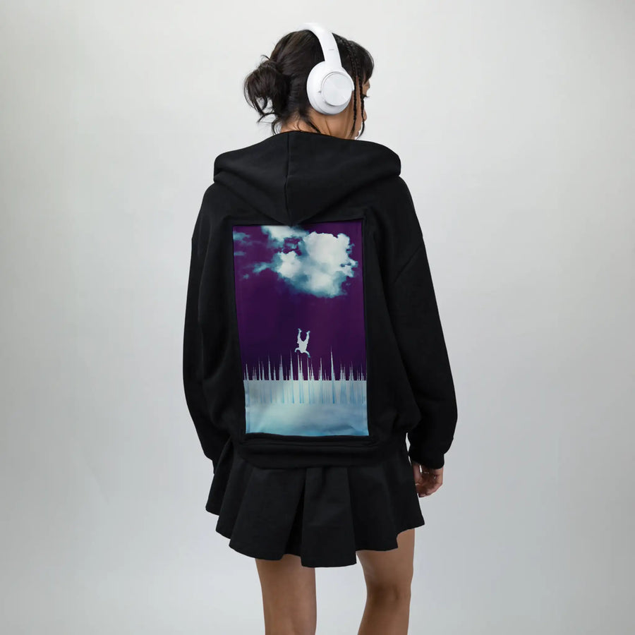everytimeidreamoffalling patch on female essential zip hoodie in after hours