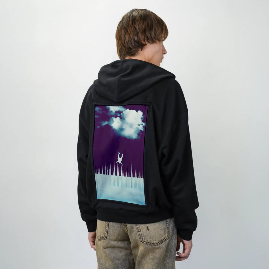 everytimeidreamoffalling patch on male essential zip hoodie in after hours