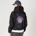 existentialcrisisclub patch on male retro cord hoodie in onyx