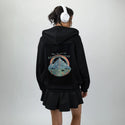 existentialdread patch on female essential zip hoodie in after hours