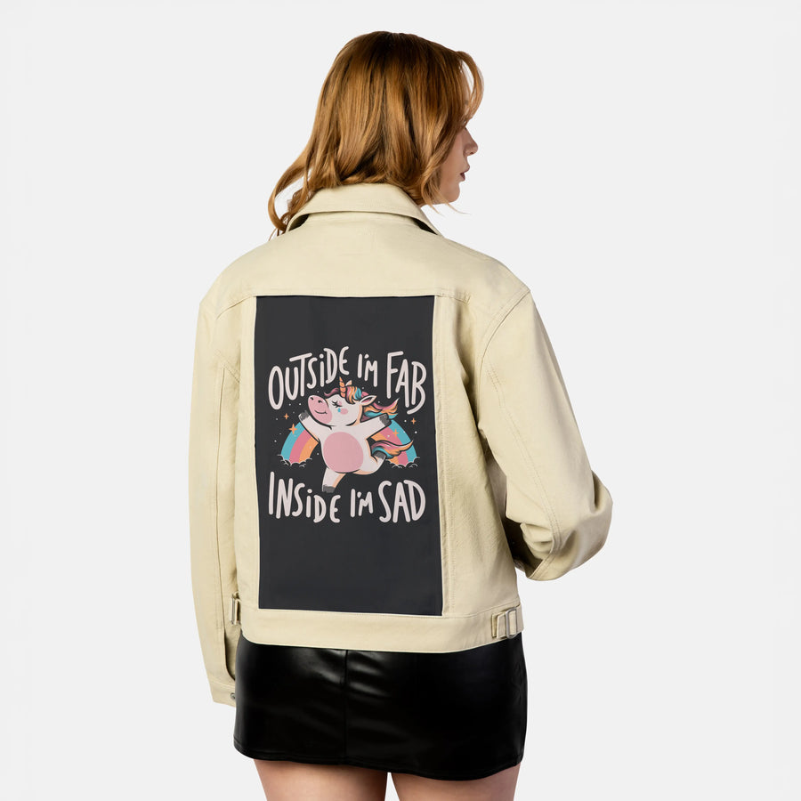 fabandsad patch on female atelier canvas jacket in tan