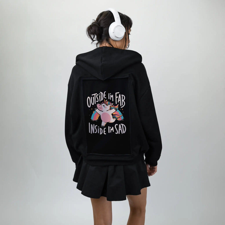 fabandsad patch on female essential zip hoodie in after hours