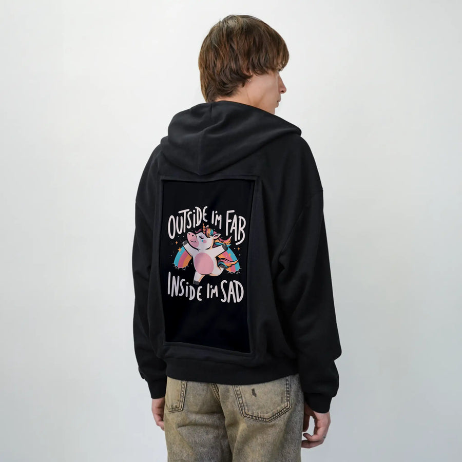 fabandsad patch on male essential zip hoodie in after hours