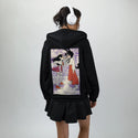faceoff patch on female essential zip hoodie in after hours