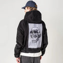 fallingapart patch on male retro cord hoodie in onyx
