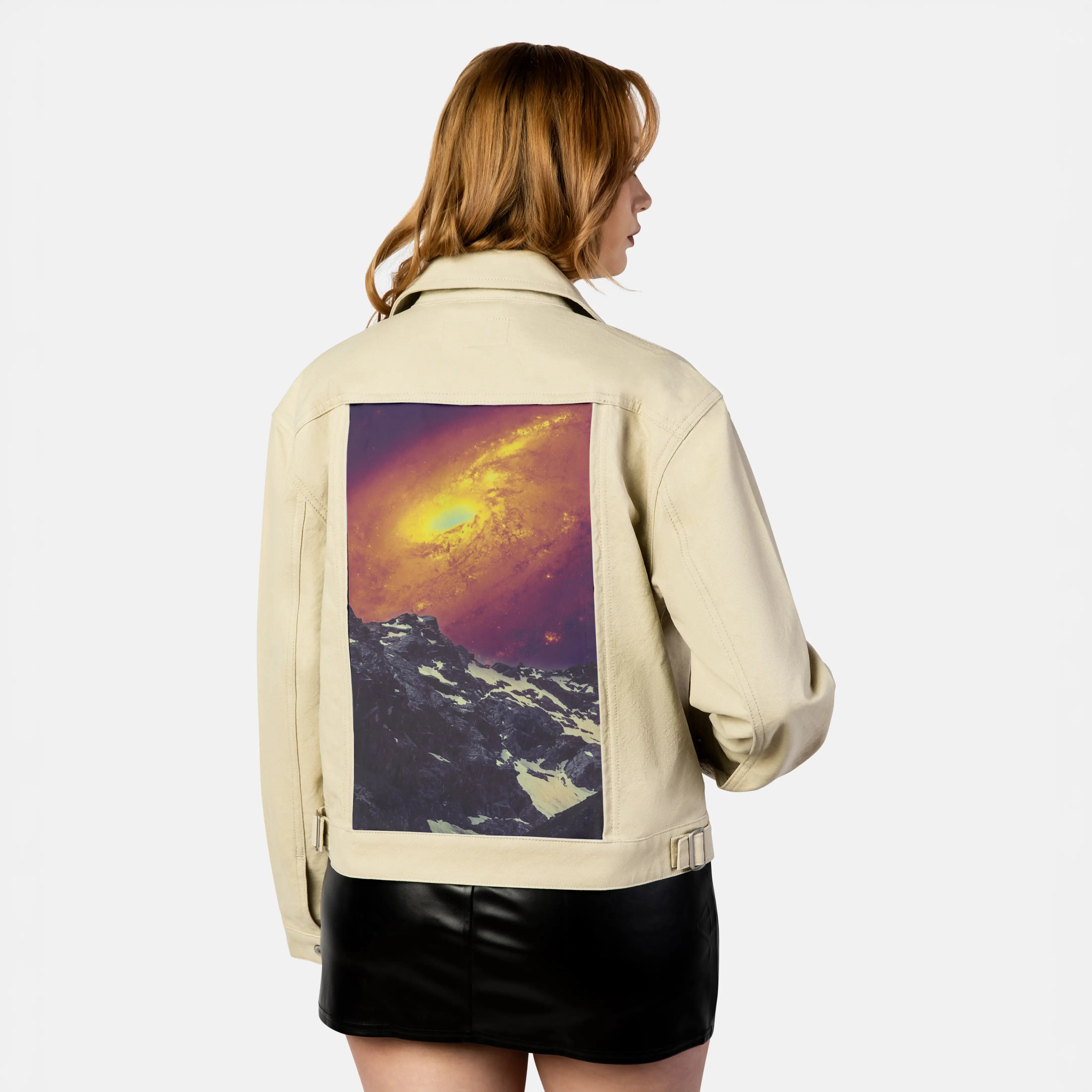 faraway patch on female atelier canvas jacket in tan