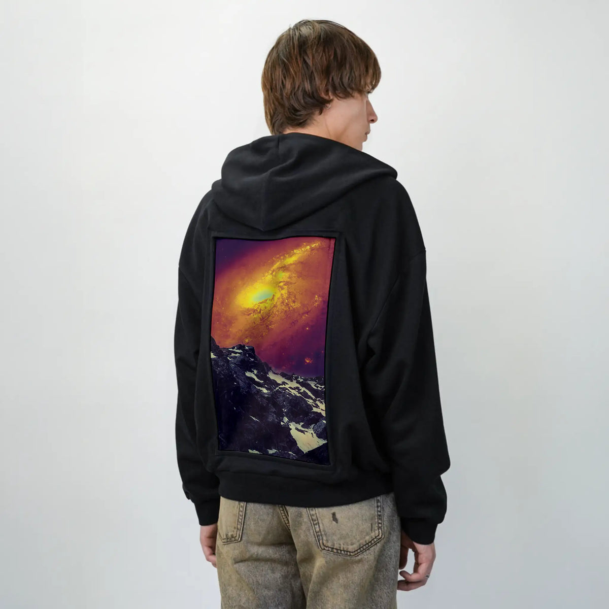 faraway patch on male essential zip hoodie in after hours