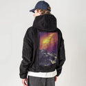 faraway patch on male retro cord hoodie in onyx