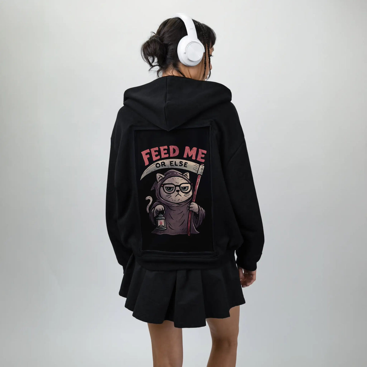 feedmeorelse patch on female essential zip hoodie in after hours
