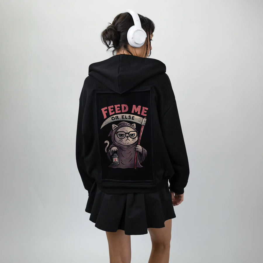 feedmeorelse patch on female essential zip hoodie in after hours
