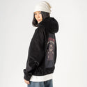 feedmeorelse patch on female retro cord hoodie in onyx