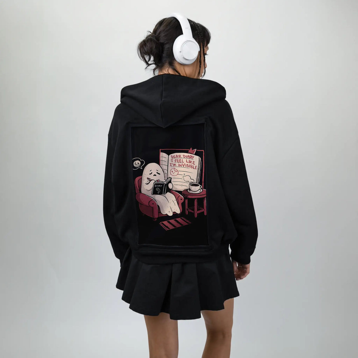 feelinginvisible patch on female essential zip hoodie in after hours