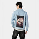 feelinginvisible patch on male og denim jacket in oceanside