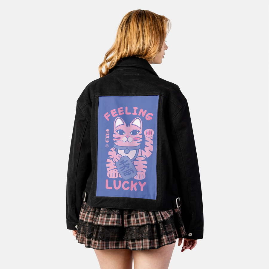 feelinglucky patch on female atelier canvas jacket in nightfall