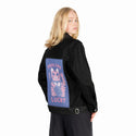 feelinglucky patch on female og denim jacket in raven