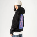 feelinglucky patch on female retro cord hoodie in onyx