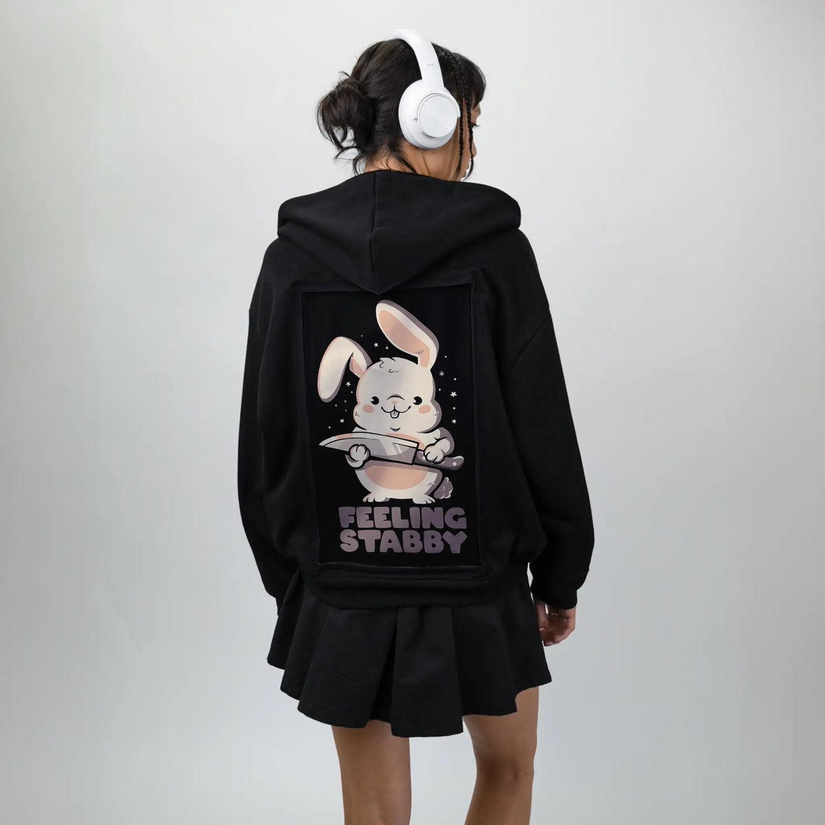 feelingstabby patch on female essential zip hoodie in after hours