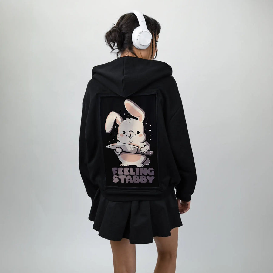 feelingstabby patch on female essential zip hoodie in after hours