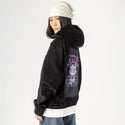 felineevil patch on female retro cord hoodie in onyx