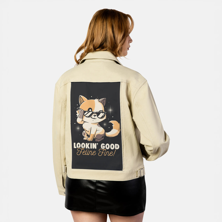 felinefine patch on female atelier canvas jacket in tan