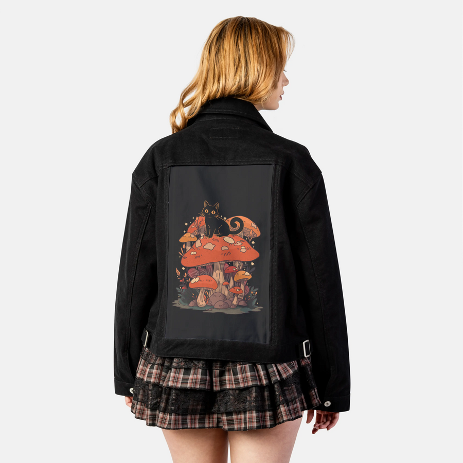 felinefungi patch on female atelier canvas jacket in nightfall