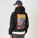 fierytiger patch on male retro cord hoodie in onyx