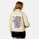 fightclub patch on female atelier canvas jacket in tan