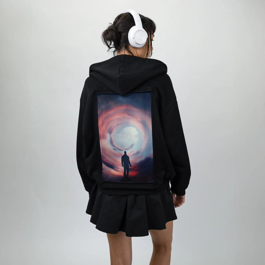 finaldays patch on female essential zip hoodie in after hours