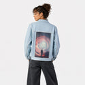 finaldays patch on female og denim jacket in oceanside