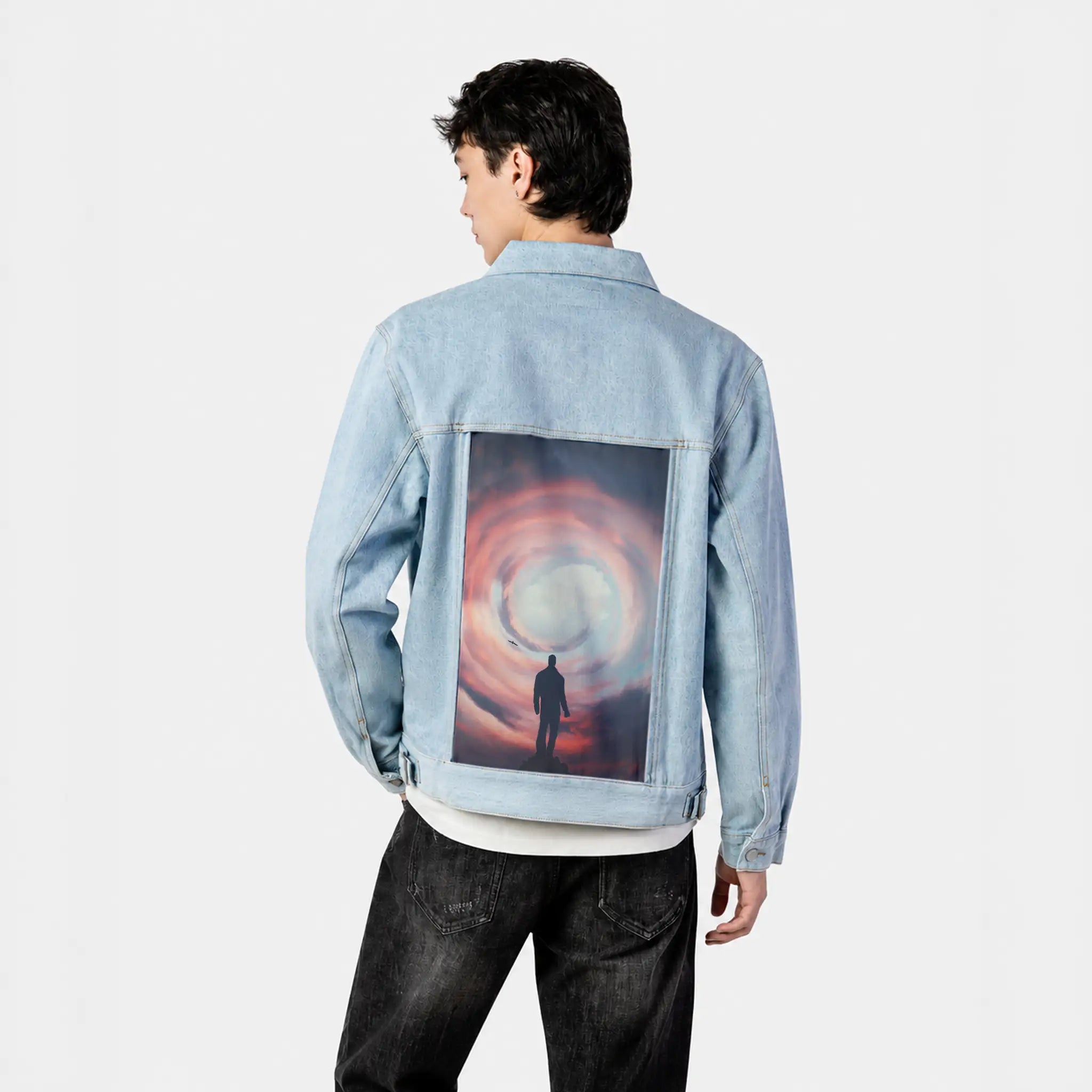 finaldays patch on male og denim jacket in oceanside