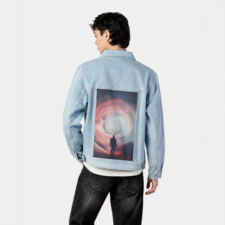 finaldays patch on male og denim jacket in oceanside