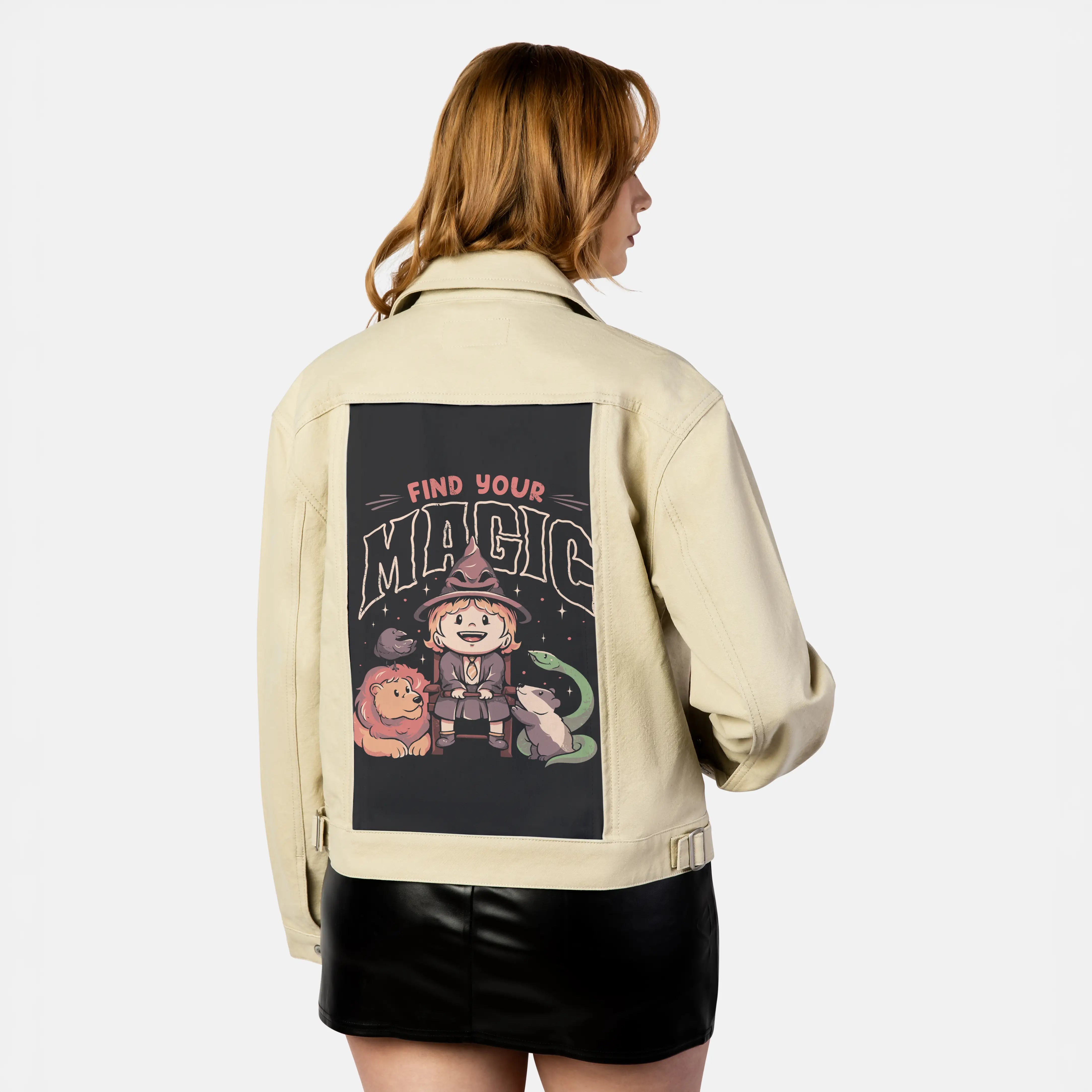 findyourmagic patch on female atelier canvas jacket in tan