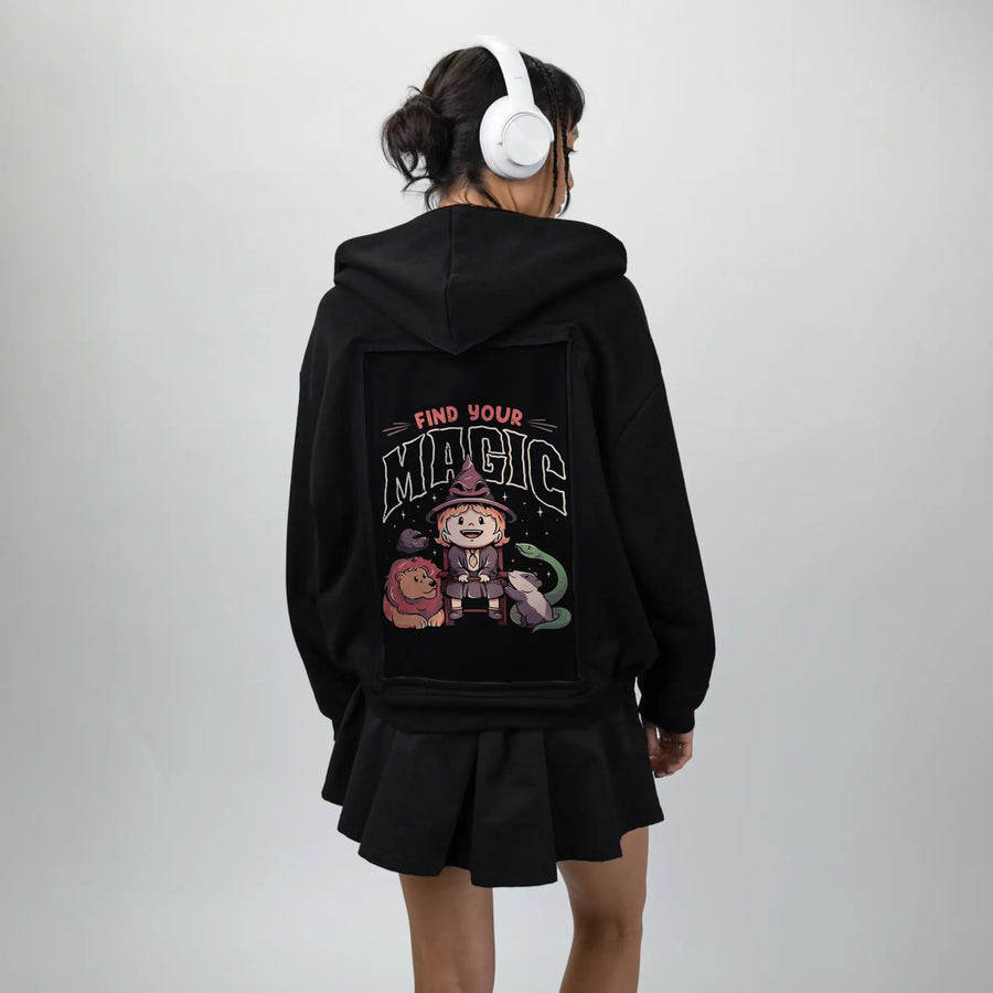findyourmagic patch on female essential zip hoodie in after hours