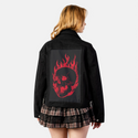 flamesofdeath patch on female atelier canvas jacket in nightfall