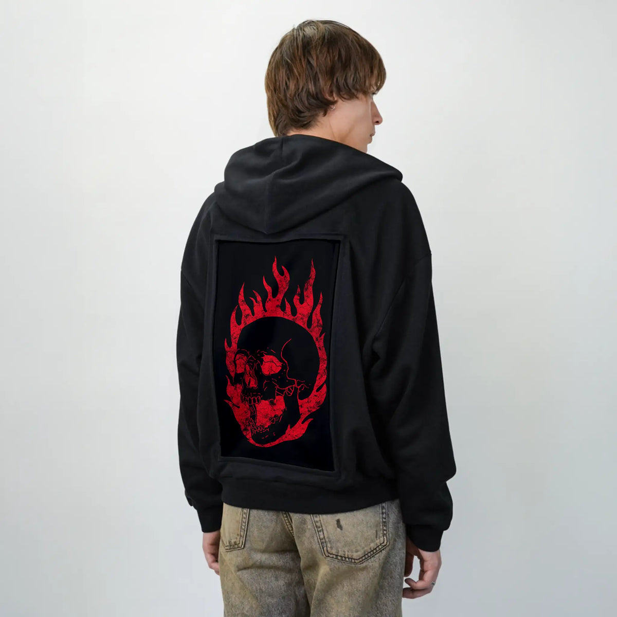 flamesofdeath patch on male essential zip hoodie in after hours