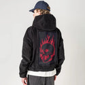 flamesofdeath patch on male retro cord hoodie in onyx